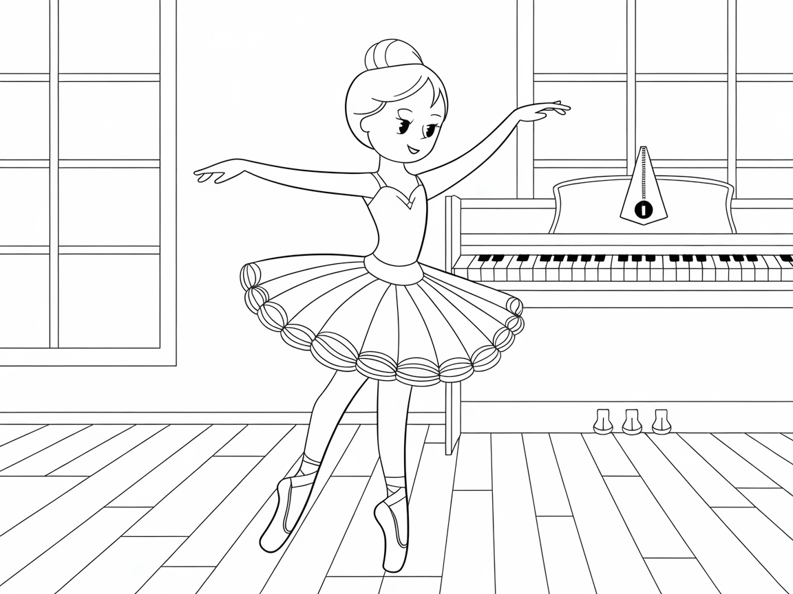 Ballet Studio Bliss: Color This Joyful Dancer