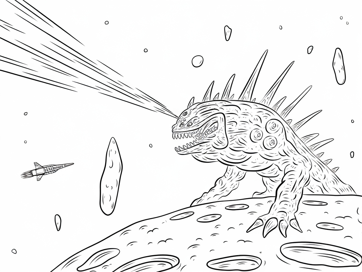 Galactic Beast with Atomic Beam Coloring Page