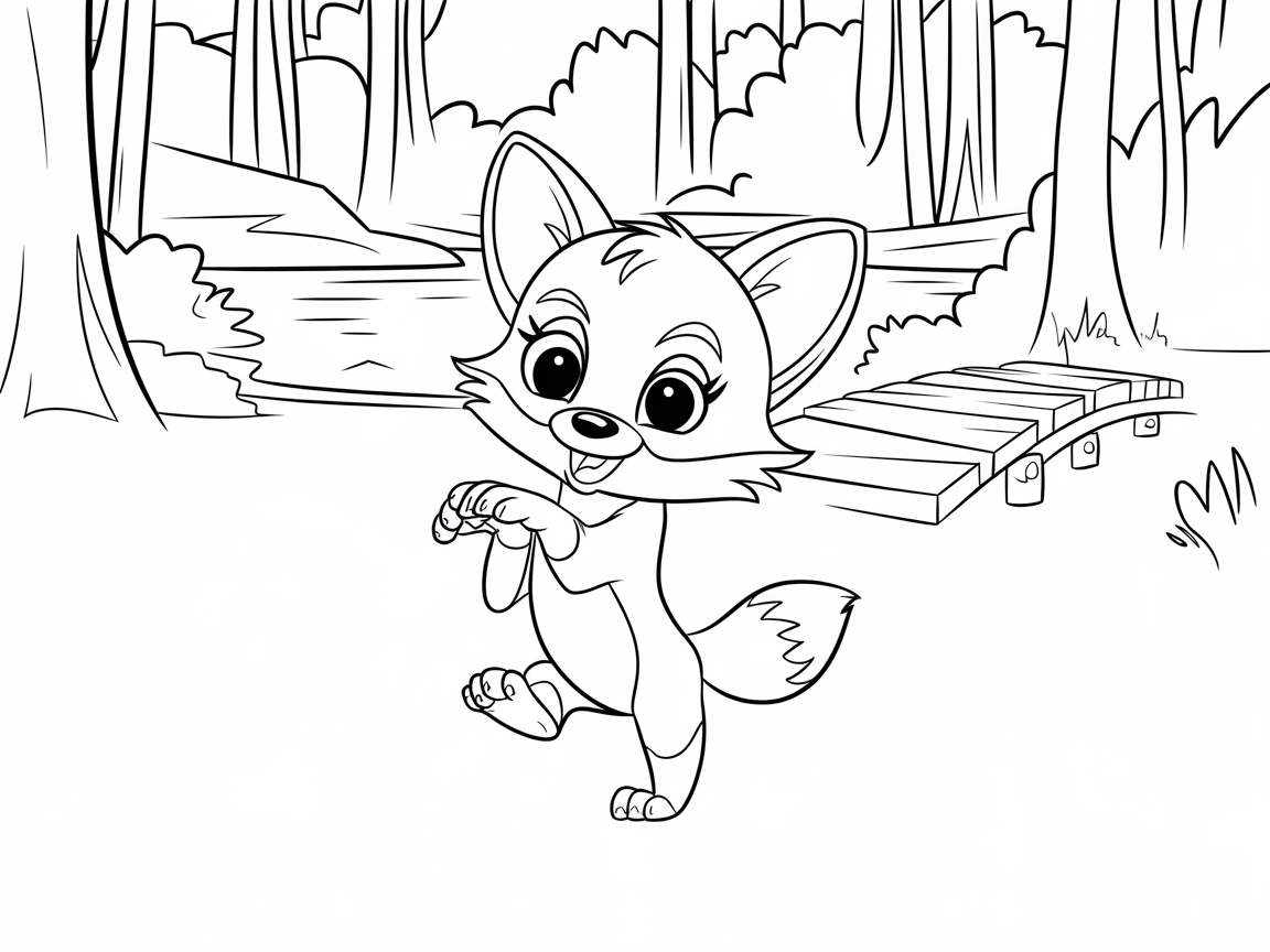 Joyful Fox Trotting by the Riverside