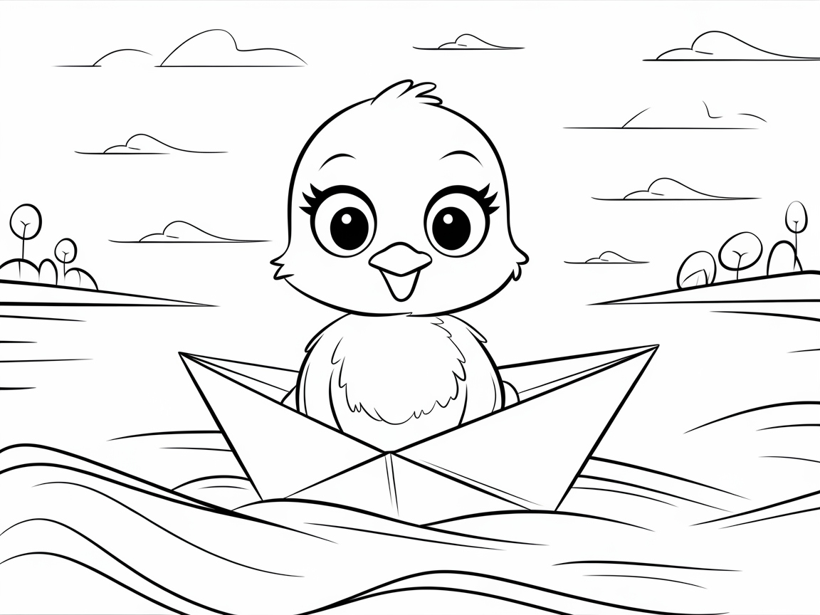 Sail Away with Baby Chick in a Paper Boat