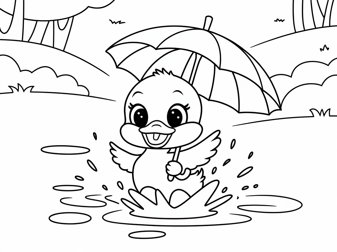 Playful Duckling Splashing Adventure