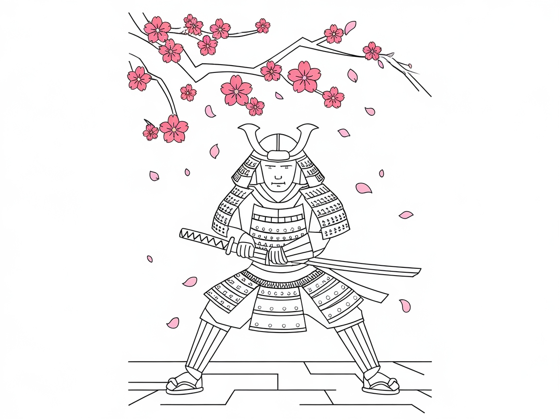 Embrace the Warrior Spirit with This Samurai Coloring Page