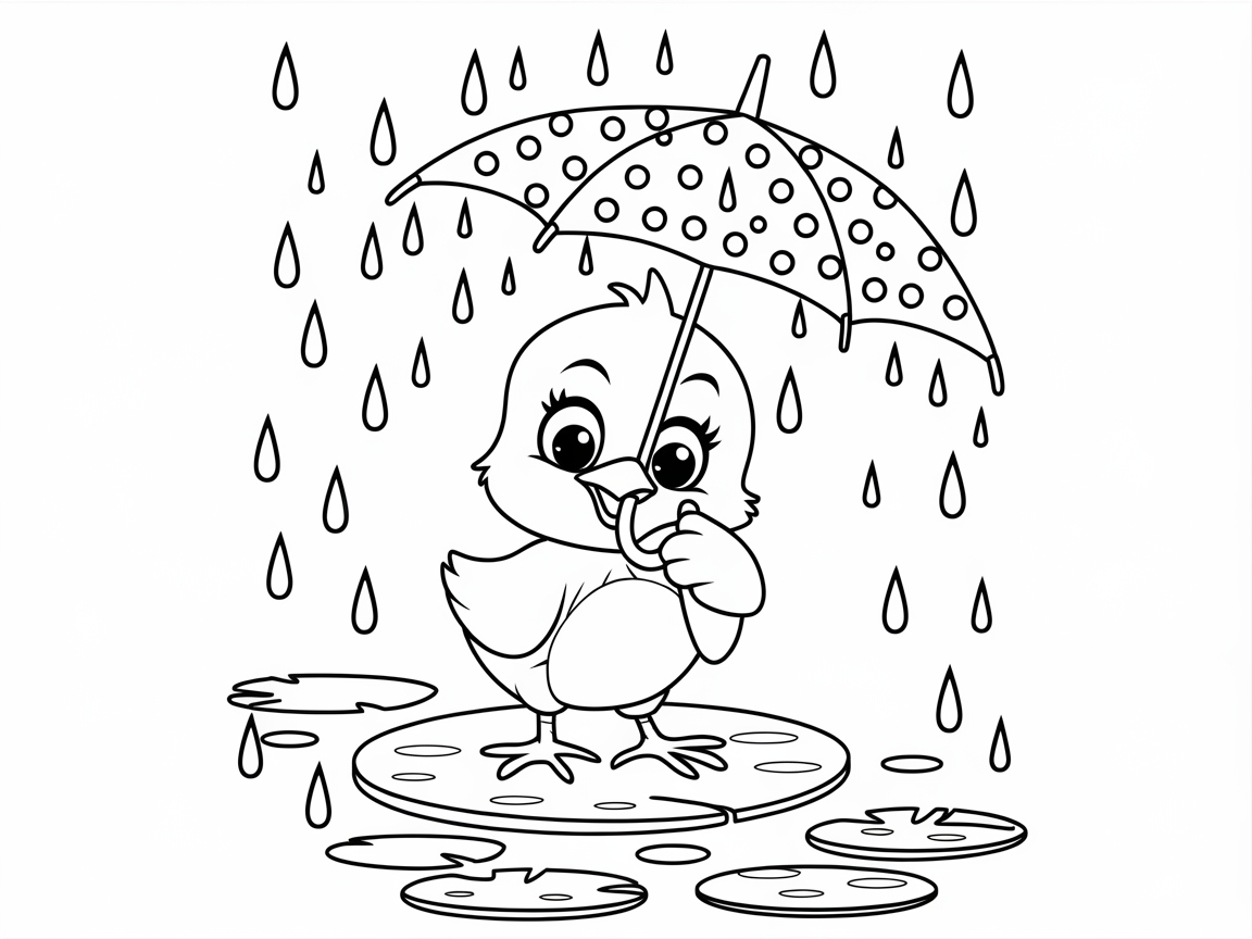 Rainy Day Delight with Umbrella Chick