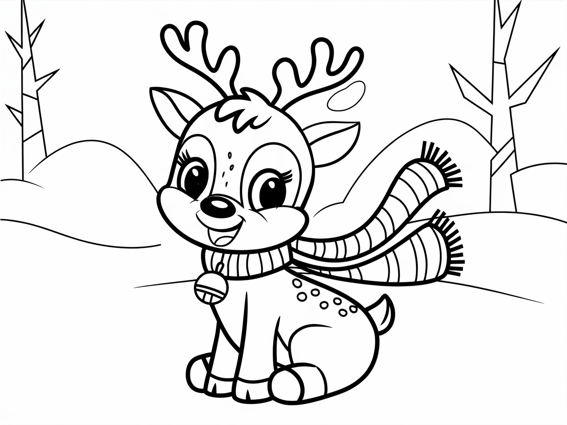 Snuggly Baby Reindeer Wrapped in a Cozy Scarf