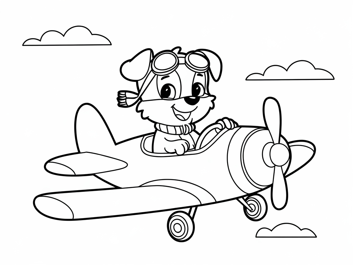 Fly High with This Adorable Puppy Pilot Coloring Page