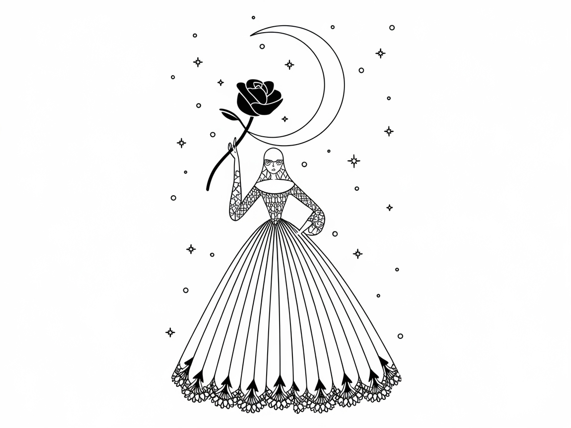 Mystical Moonlit Princess with a Rose