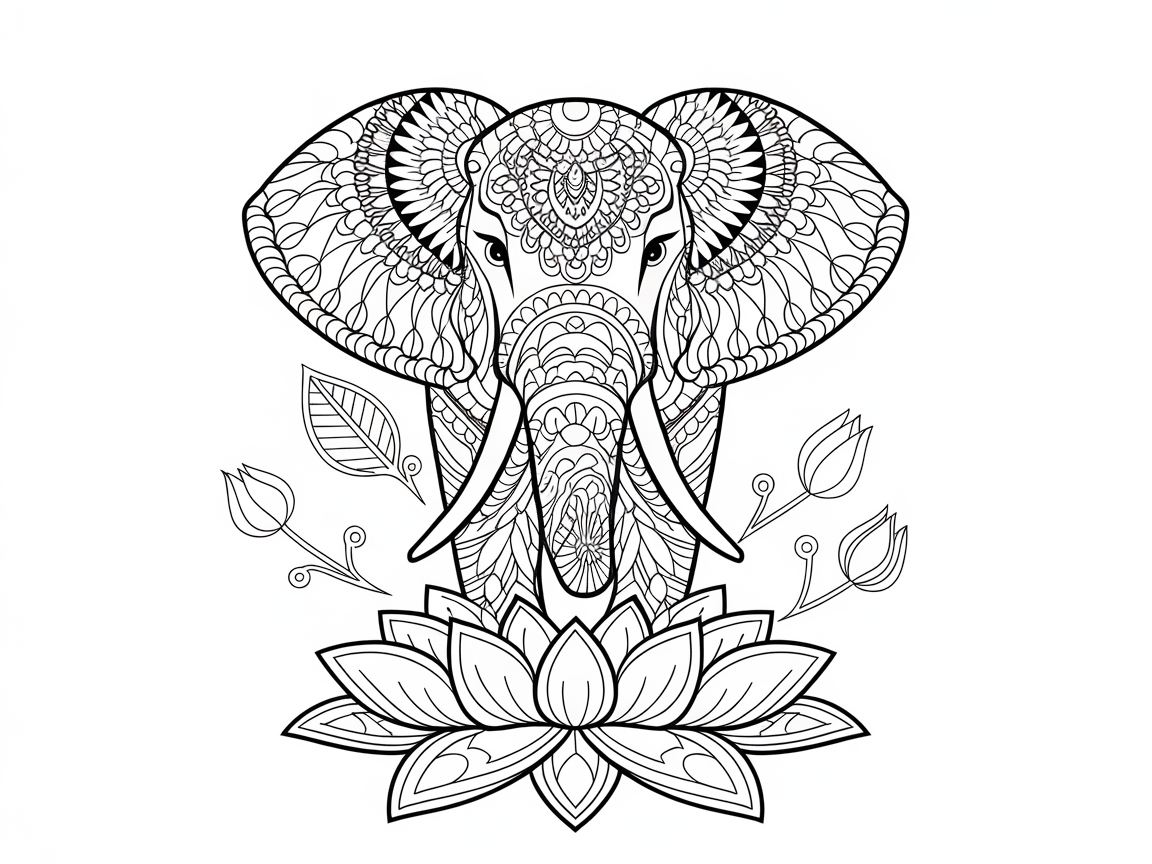 Dive into Intricacy with This Ornamental Elephant Design