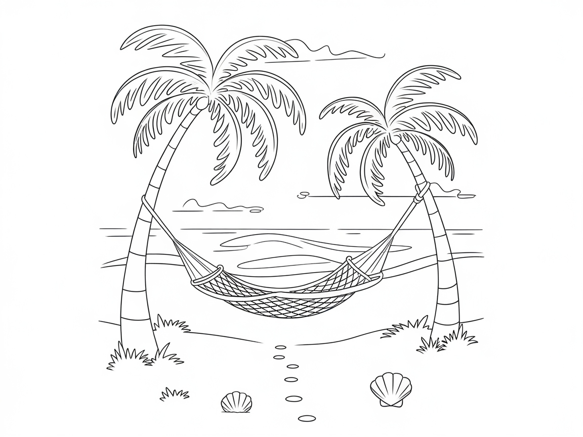 Relax Under the Palms with This Tranquil Beach Hammock Scene