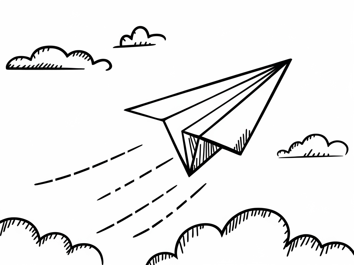 Glide Through the Clouds with This Paper Airplane Coloring Page