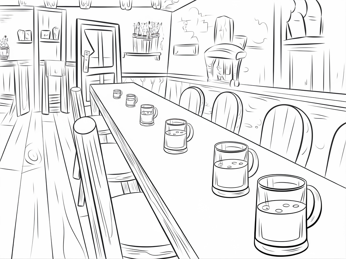 Color a Cozy Cider Tasting Table Scene