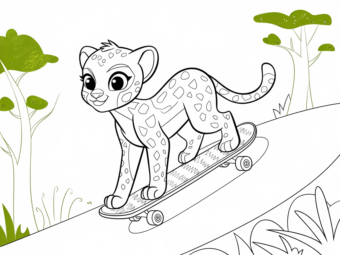 Skateboarding Cheetah Cub