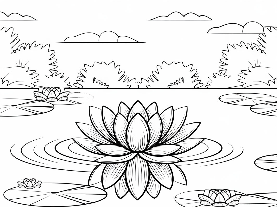 Serene Lily Pad Pond Scene