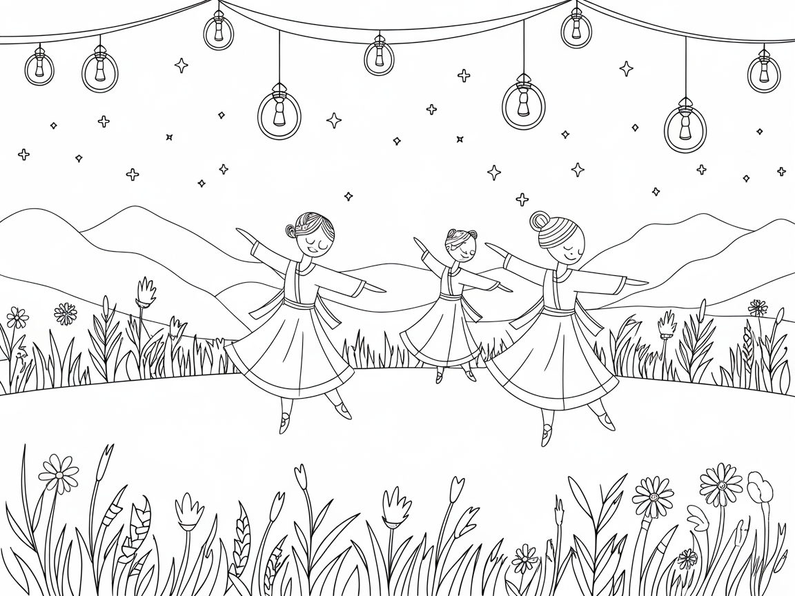 Dancing Ballerinas Under a Starry Sky