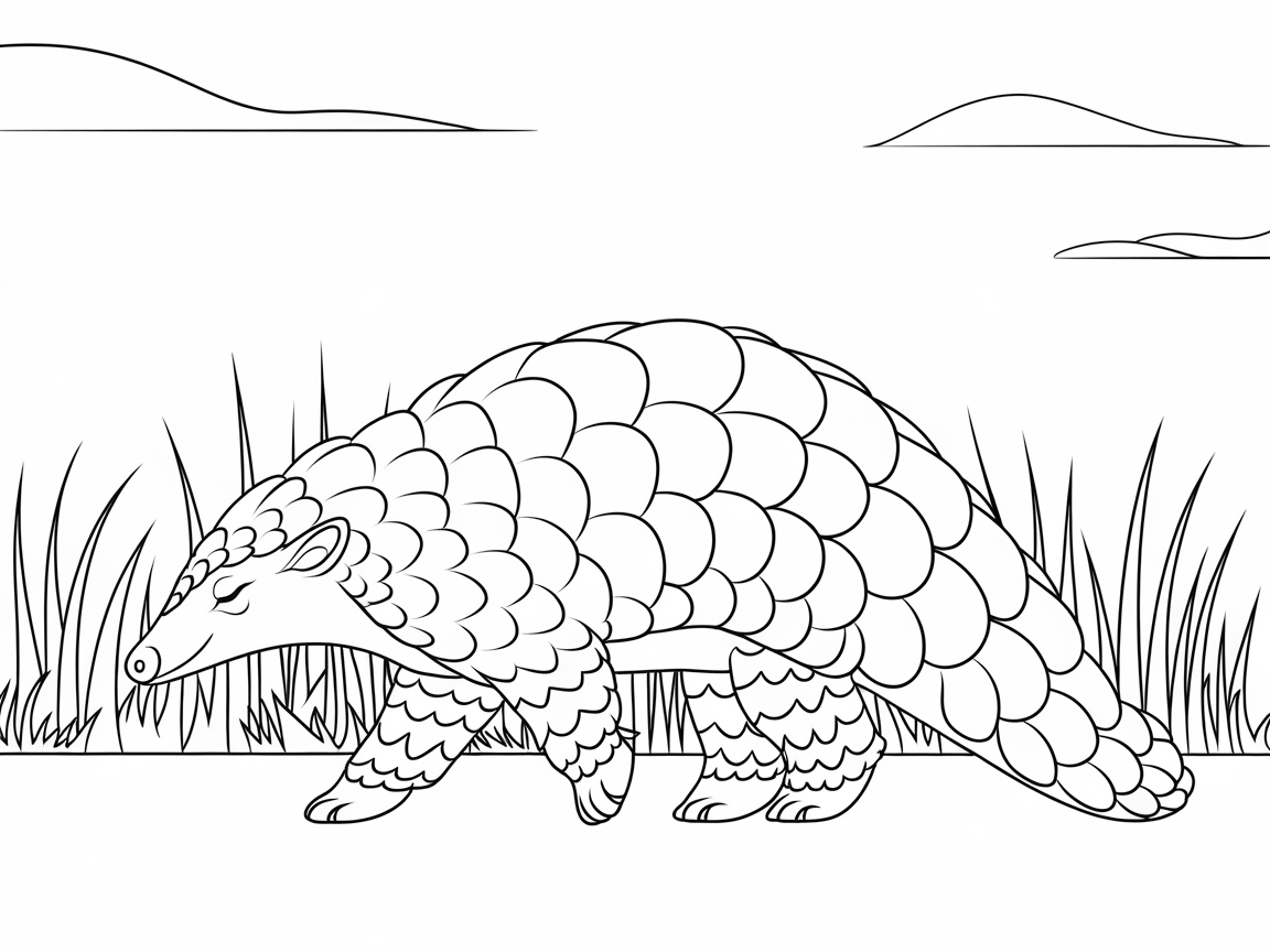 Pangolin on the Prowl: A Unique Savanna Scene