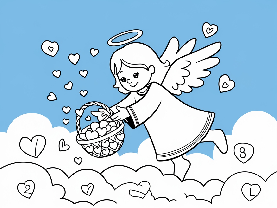 Angel of Love Scattering Hearts