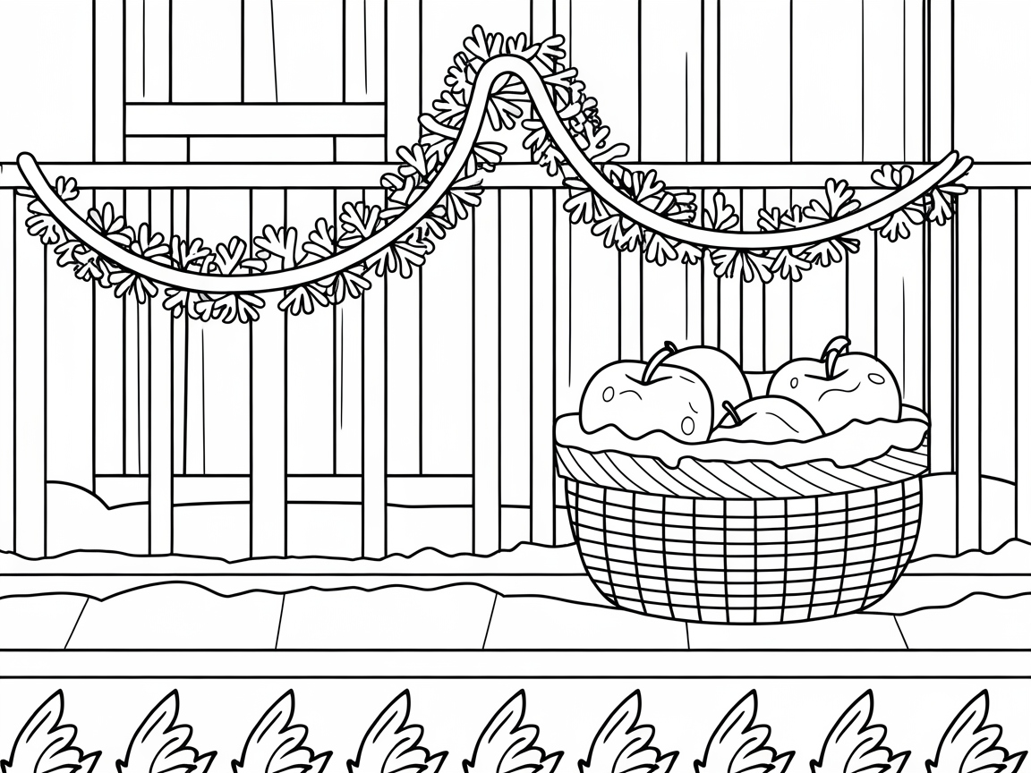 Charming Porch Scene with Apple Basket