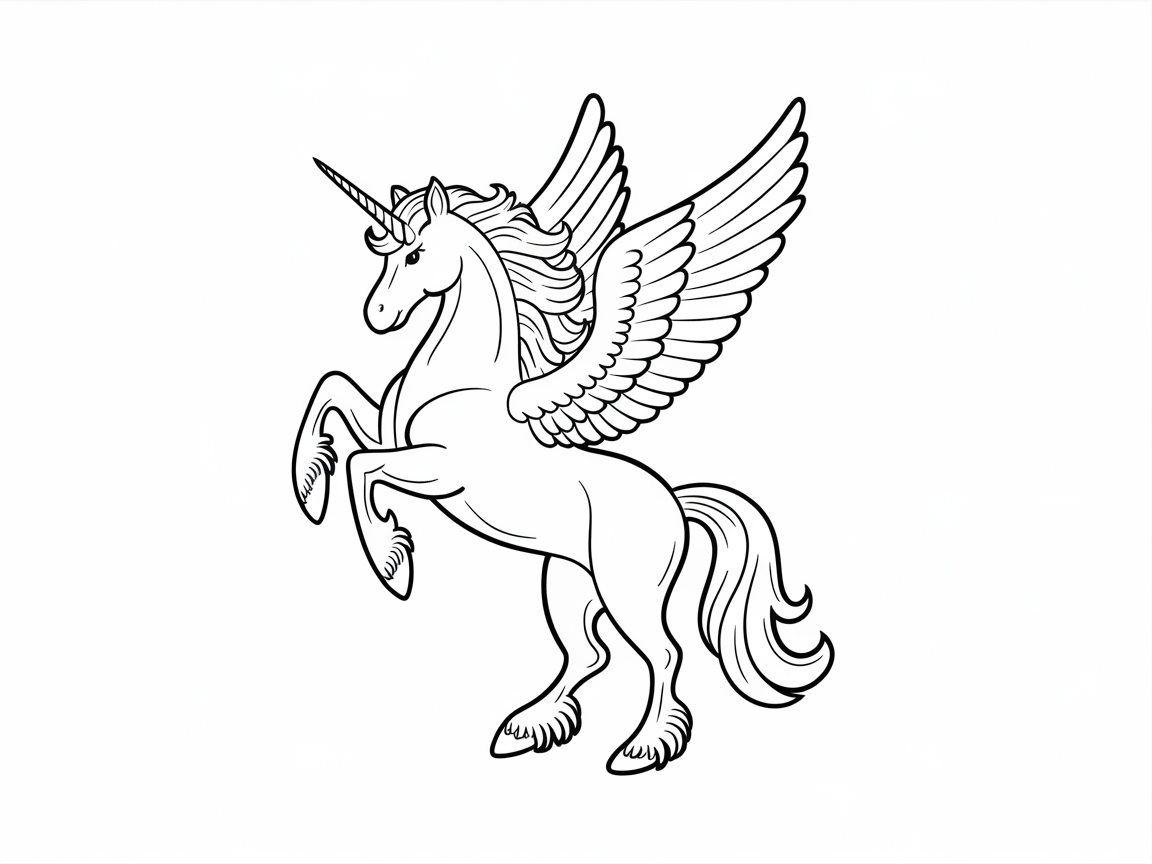 Color This Majestic Winged Unicorn
