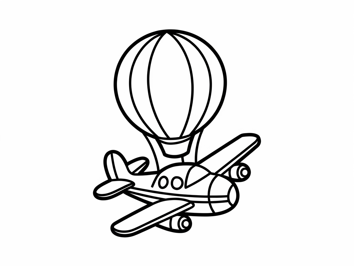 Take Off with This Balloon-Plane Combo Coloring Page