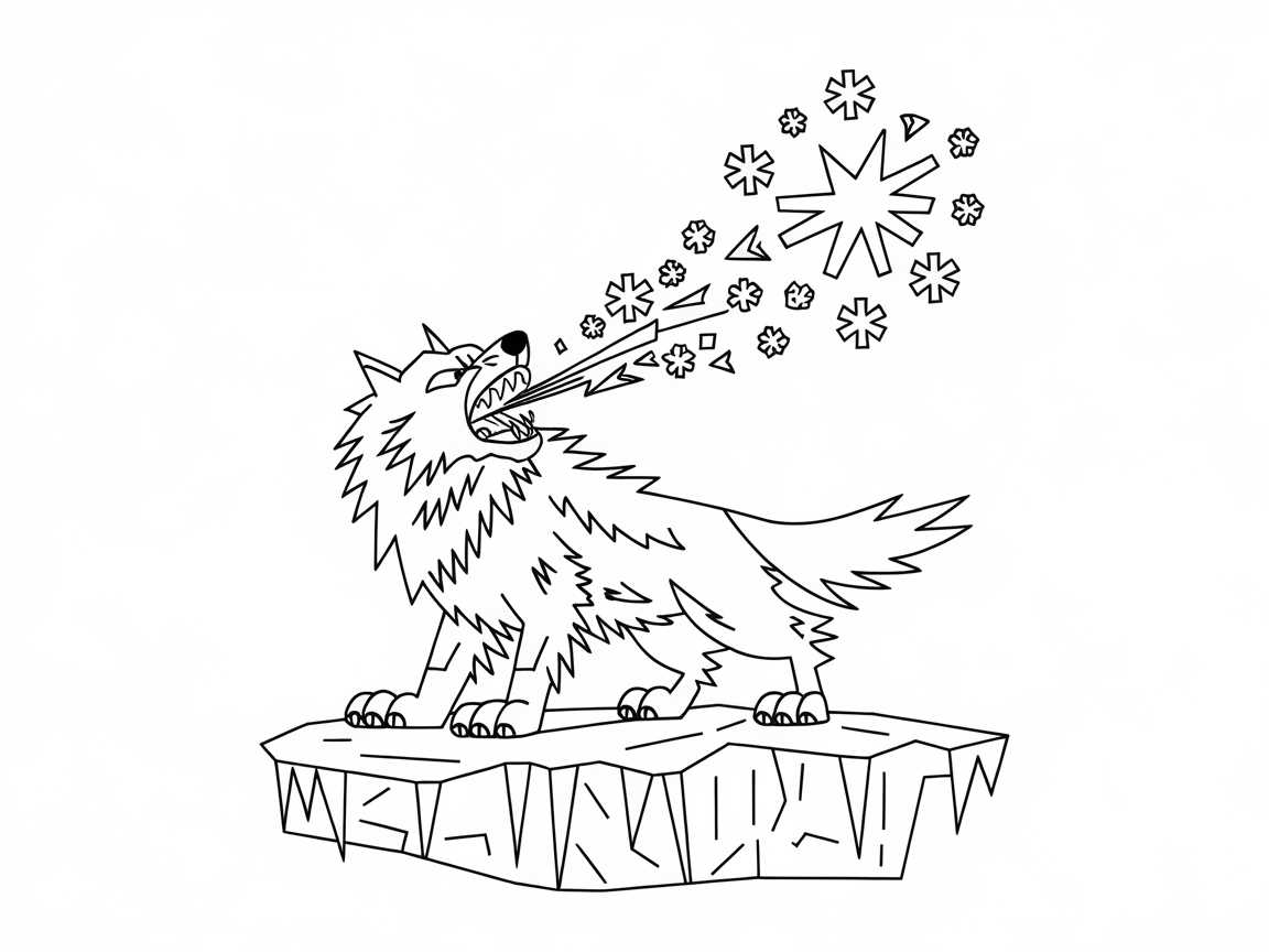 Icy Wolf on the Prowl Coloring Page