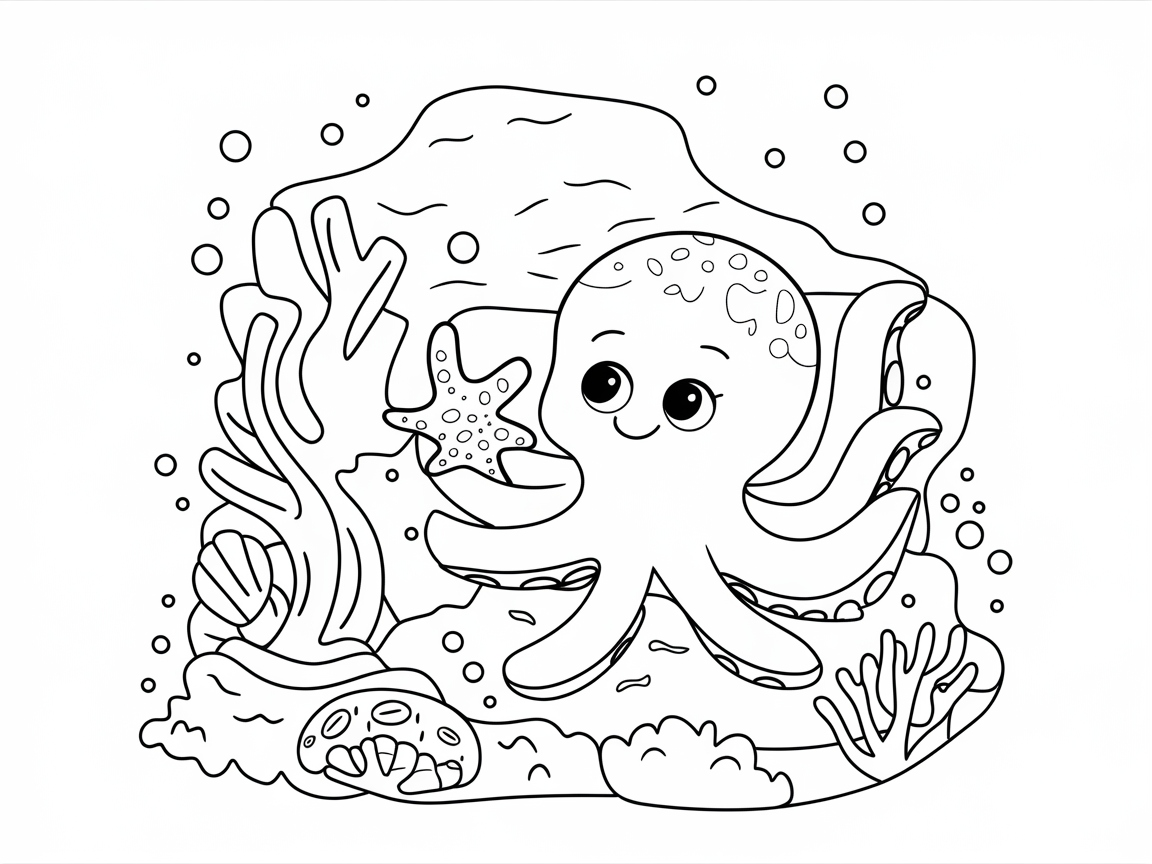 Underwater Adventure with a Smiling Octopus