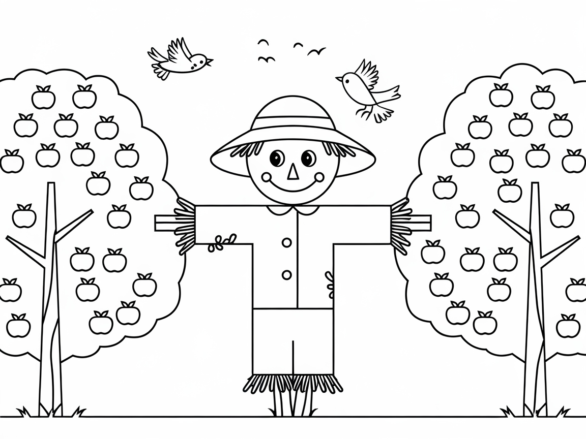 Meet the Friendly Scarecrow in the Orchard
