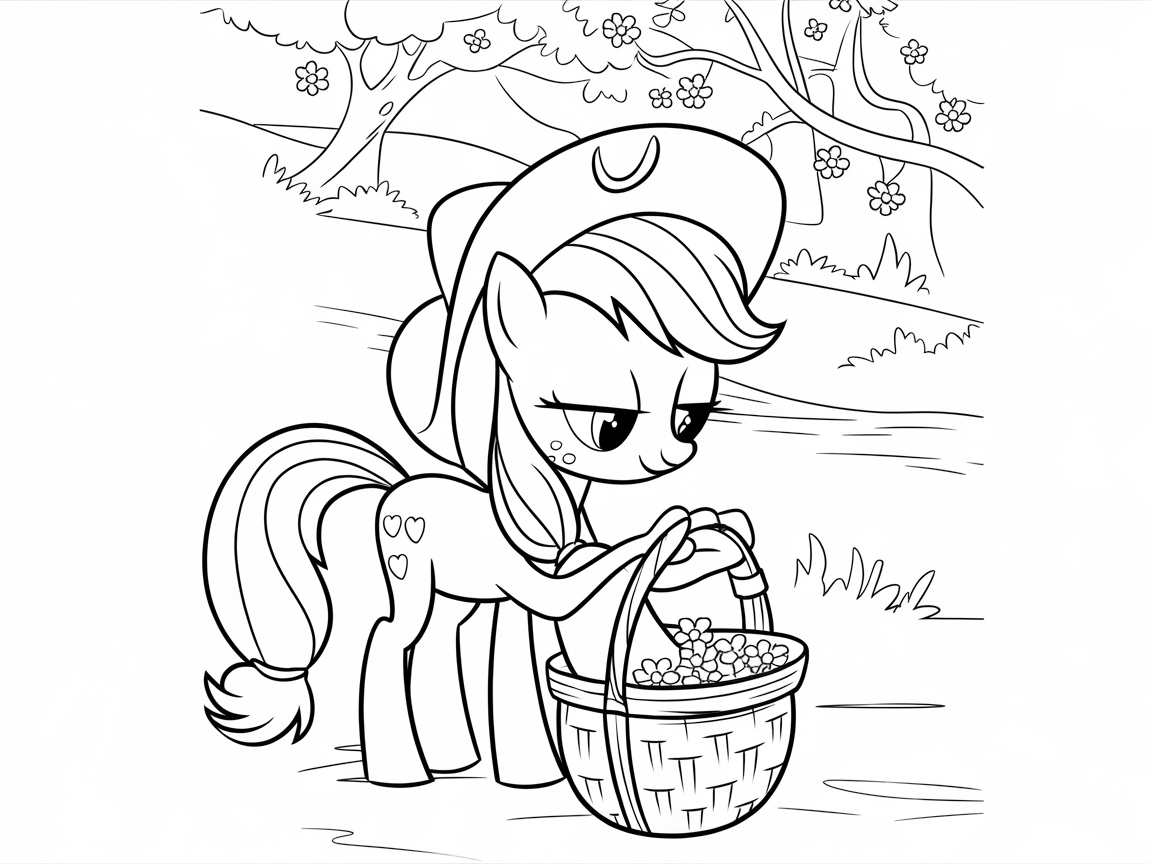 Harvest Time with a Charming Pony and Flower Basket