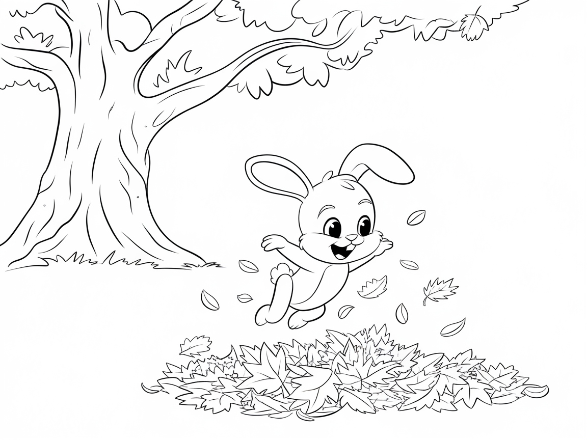 Autumn Fun with Leaf-Jumping Bunny