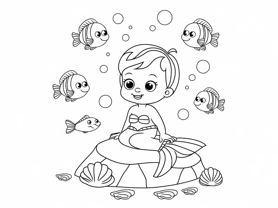 Underwater Baby Adventure: Little Mermaid and Fish Friends
