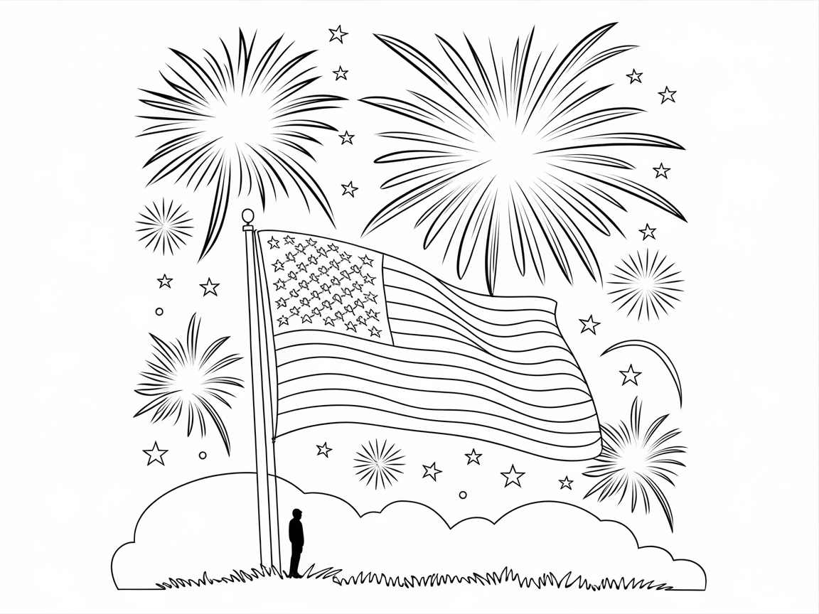 Light Up the Sky with This Patriotic Flag and Fireworks Scene