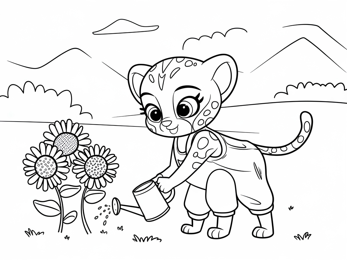 Gardening Adventure with Baby Cheetah