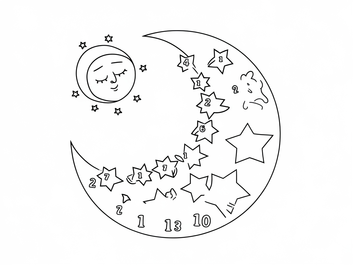 Celestial Counting Adventure with a Sleepy Moon