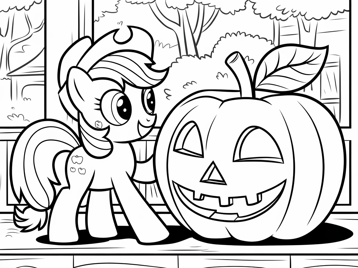Apple Pony with a Festive Pumpkin