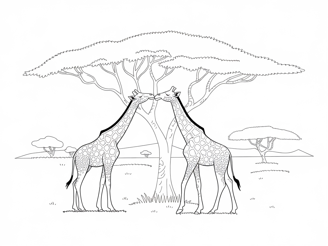 Graceful Giraffes Among the Acacia Trees