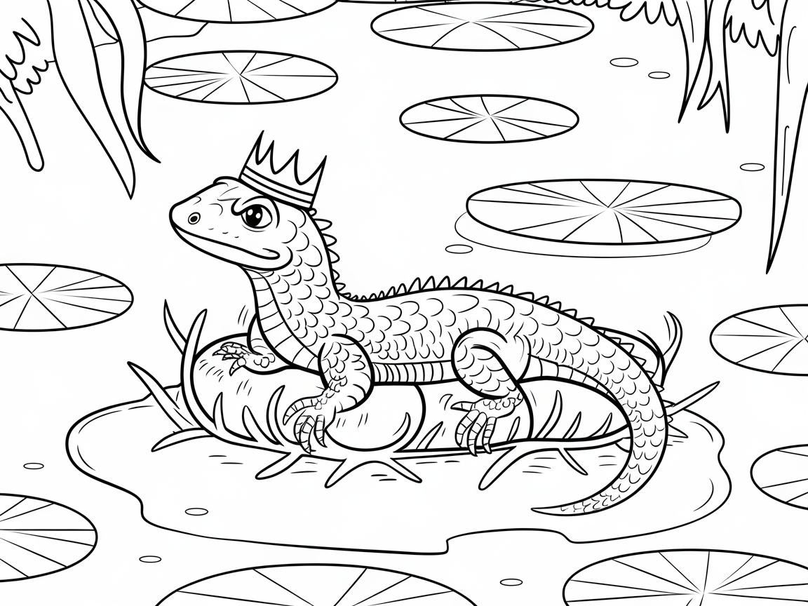 Crown the Lily Pad Monarch: A Regal Iguana