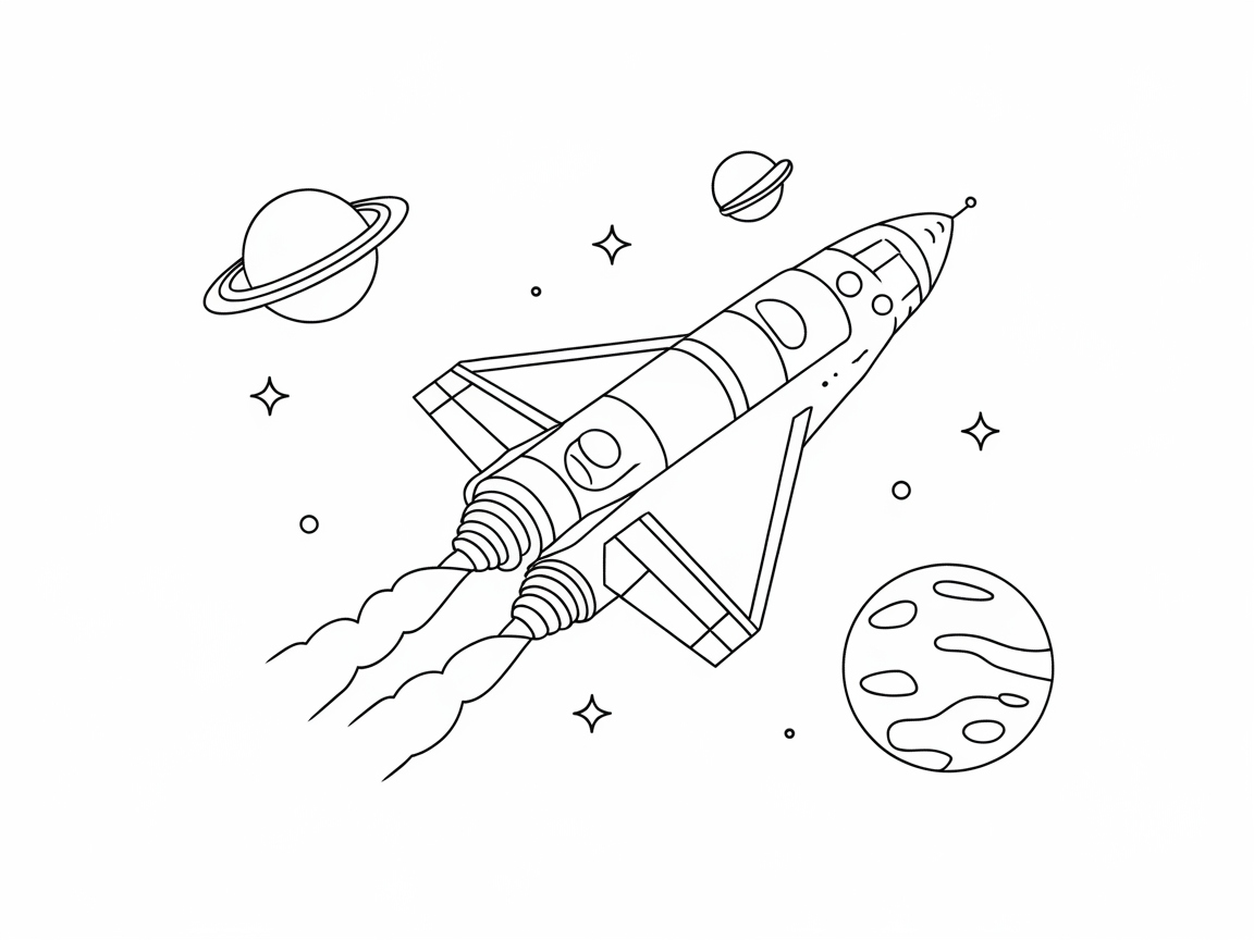 Blast Off with This Rocket Coloring Page