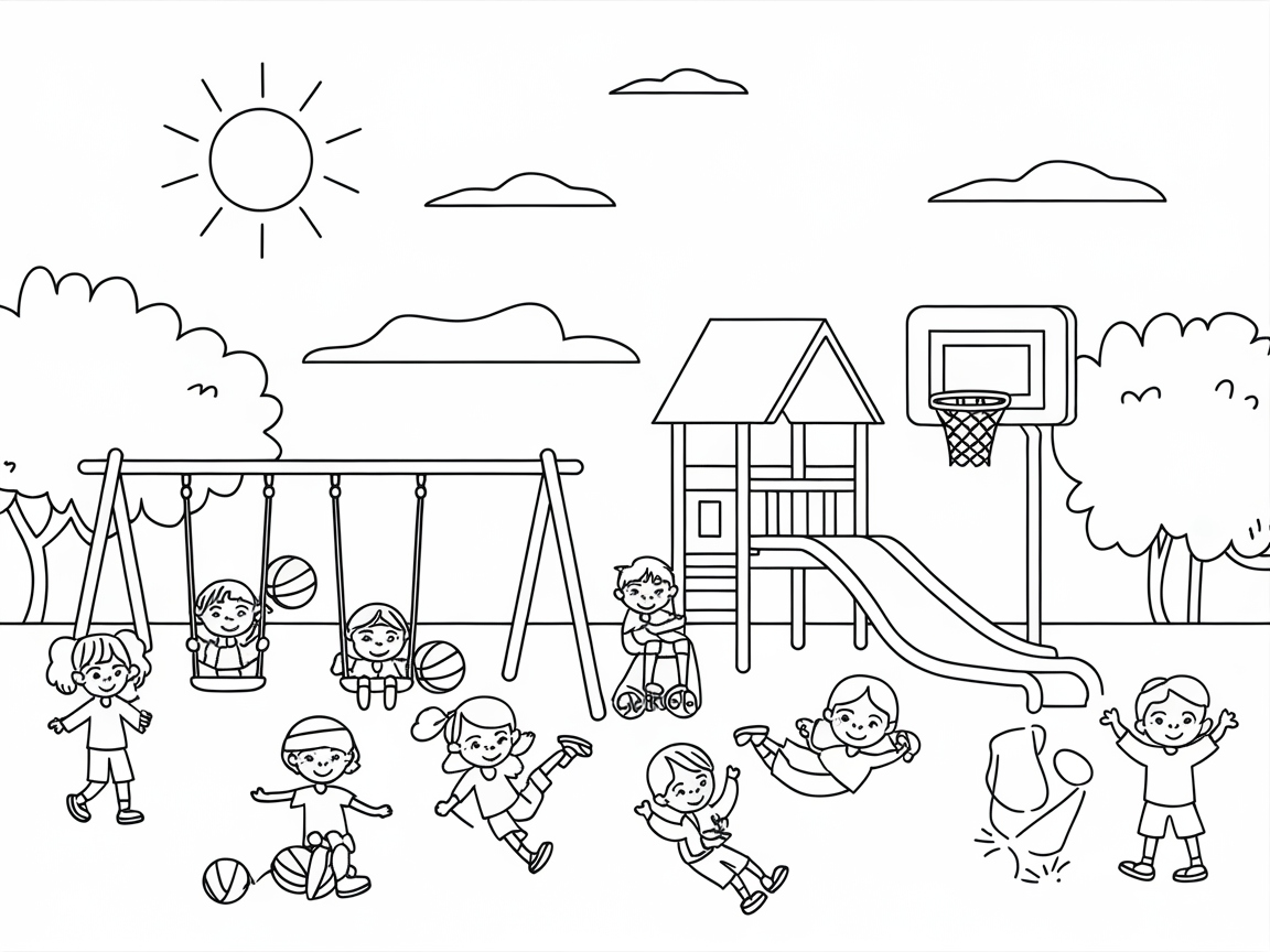Playground Adventures Await in This Coloring Page