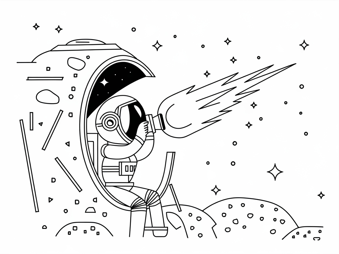 Astronaut Stargazing on a Comet Flyby