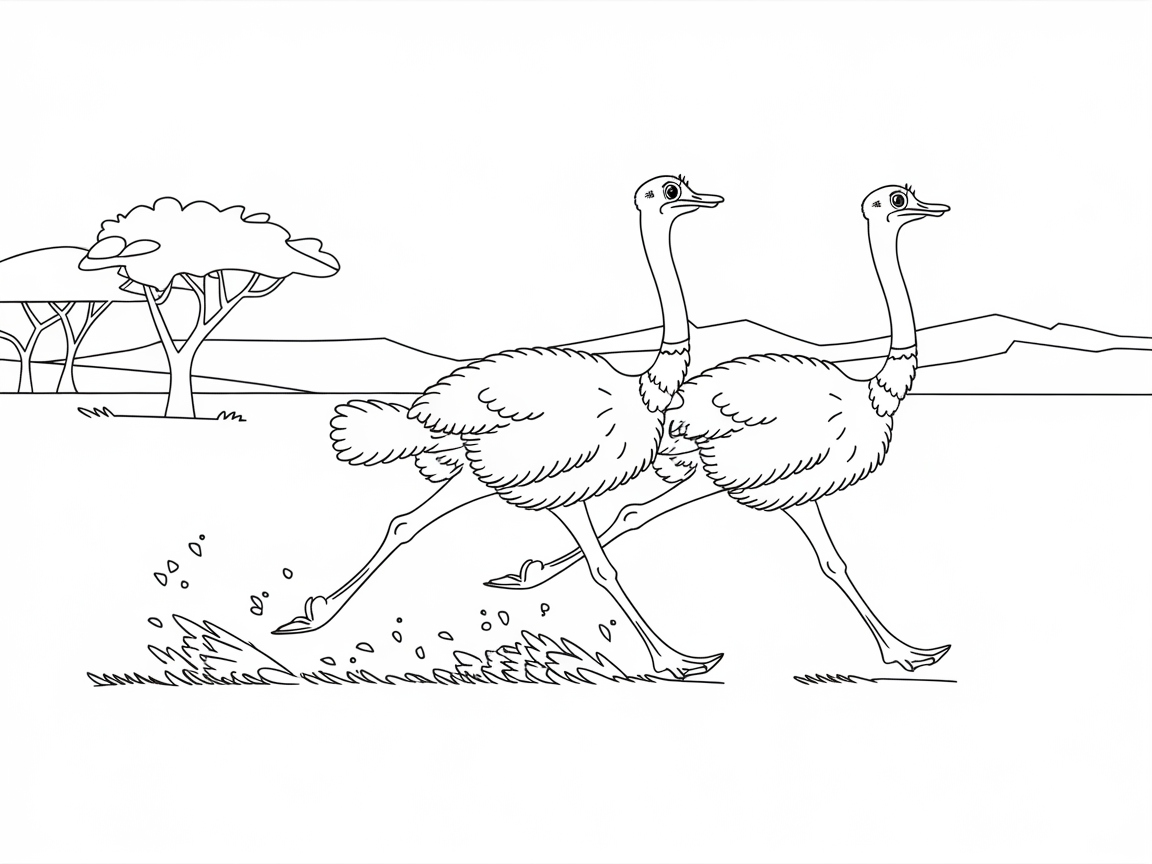 Speedy Ostriches Racing Across the Plains