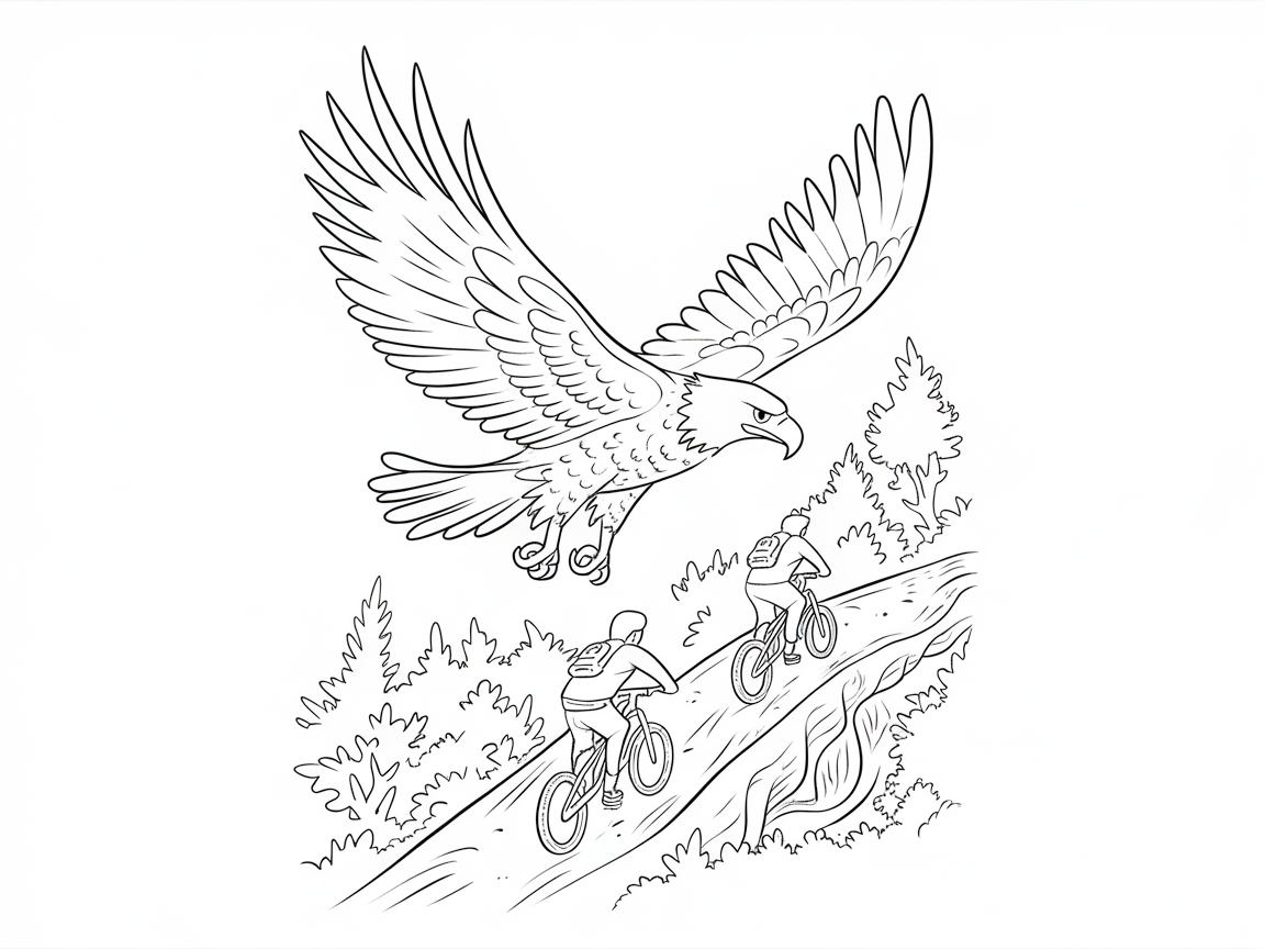 Majestic Eagle Overseeing Mountain Bikers