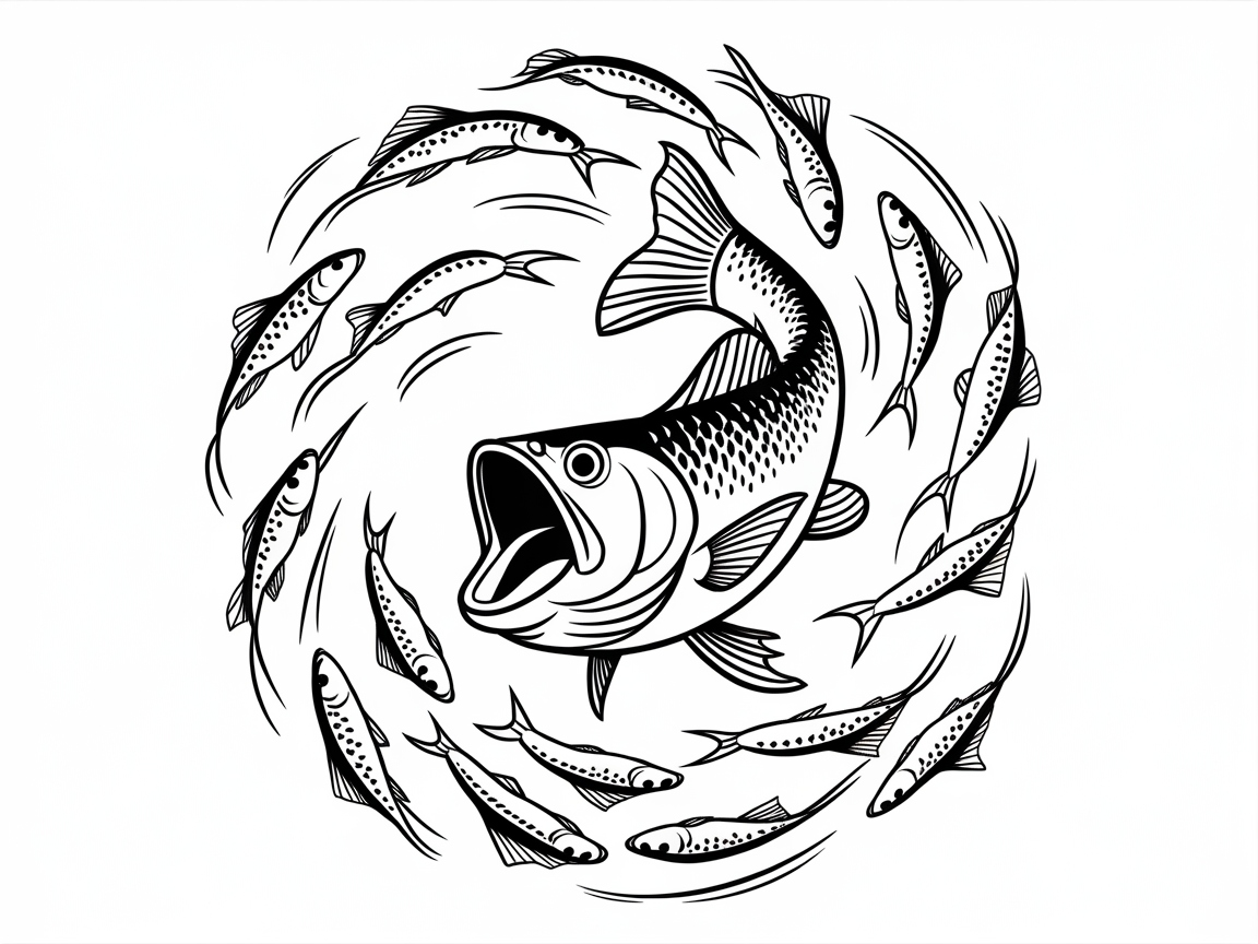 Color the Exciting Swirl of Predatory Fish
