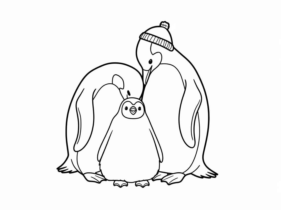 Adorable Penguin Family Bonding Time