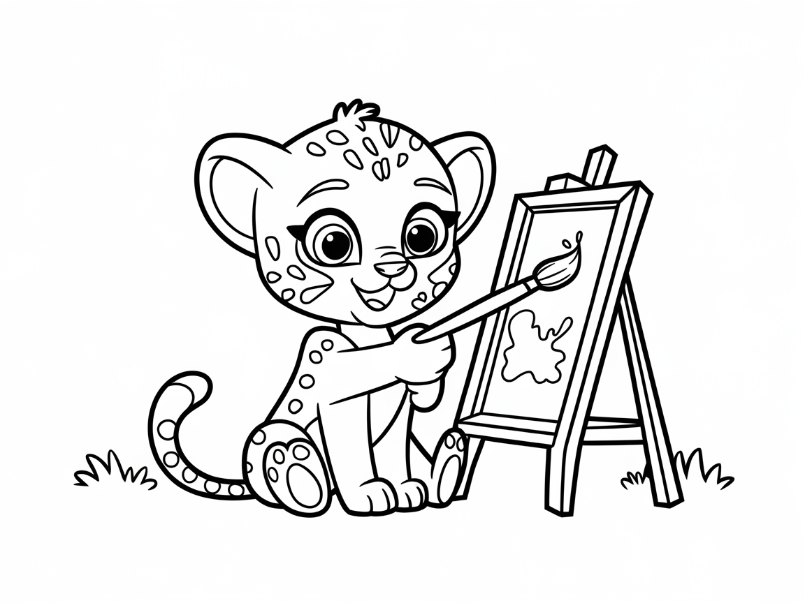 Little Artist Cheetah Cub at the Easel