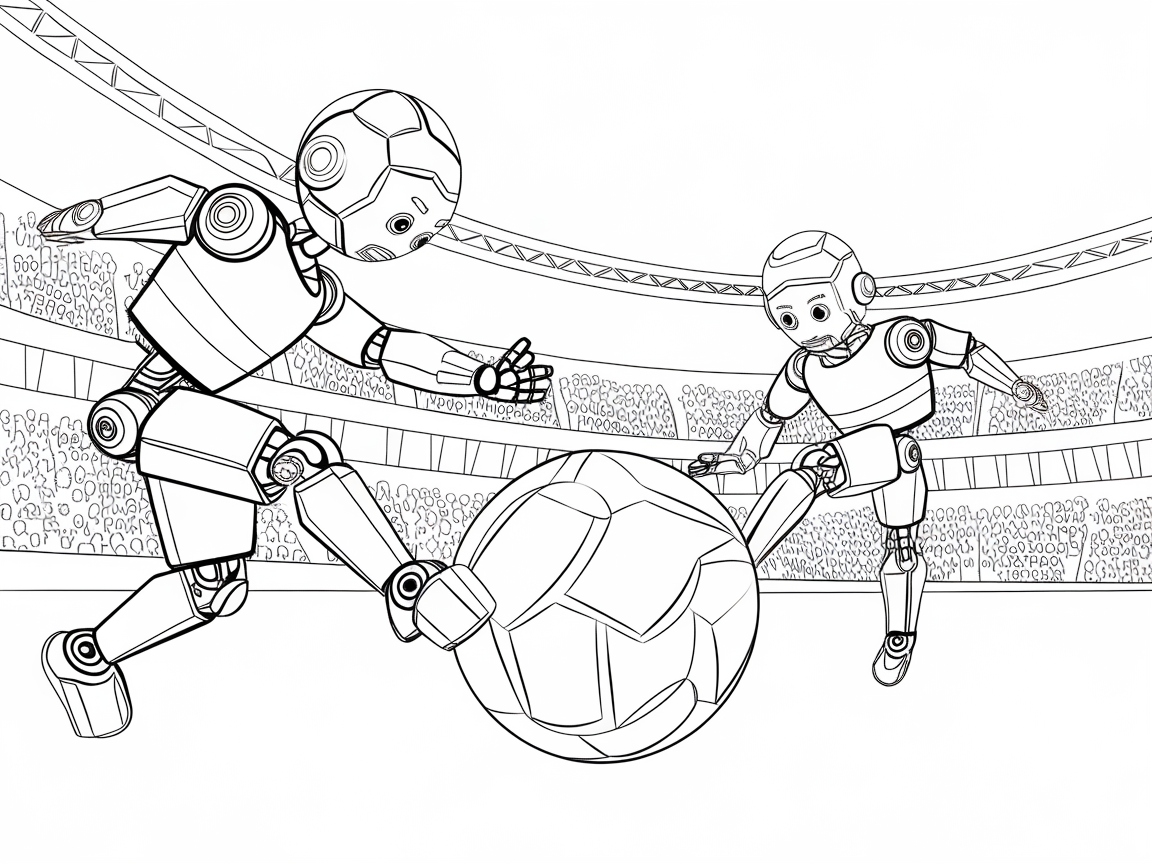 Score Big with This Robo Soccer Match Coloring Page