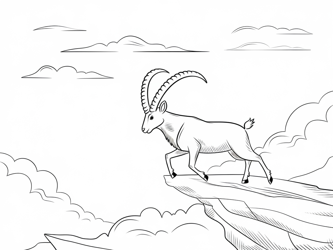 Scale New Heights with This Mountain Goat Coloring Page