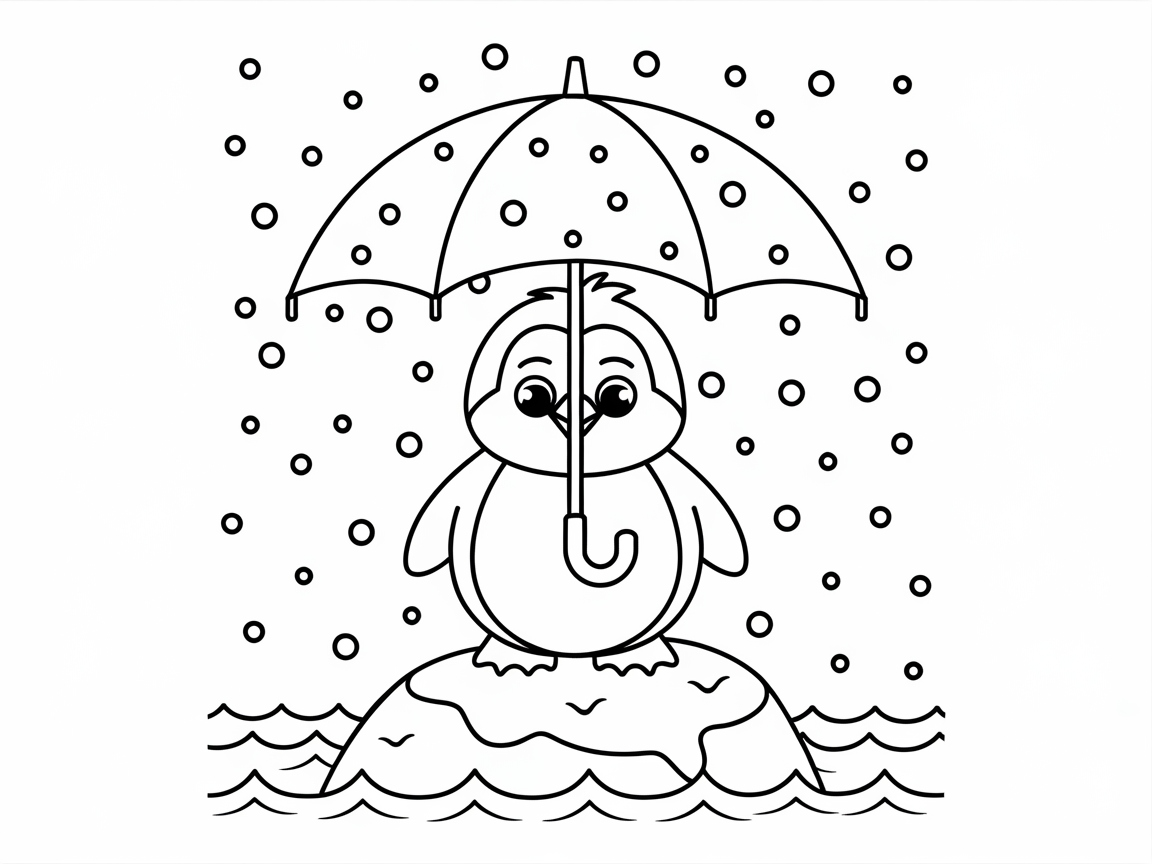 Dancing Raindrops with a Cheerful Penguin