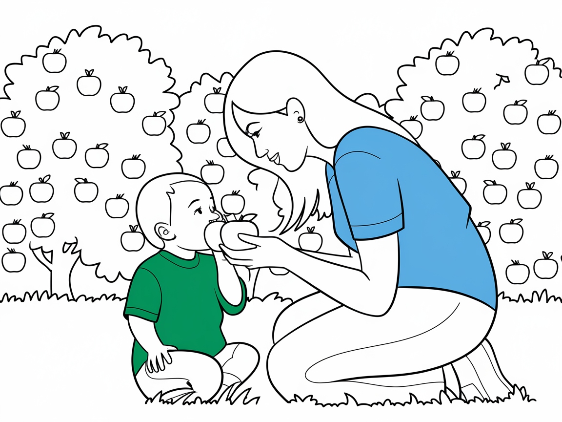 Cherish the Sweet Moments with a Mom and Child in the Orchard