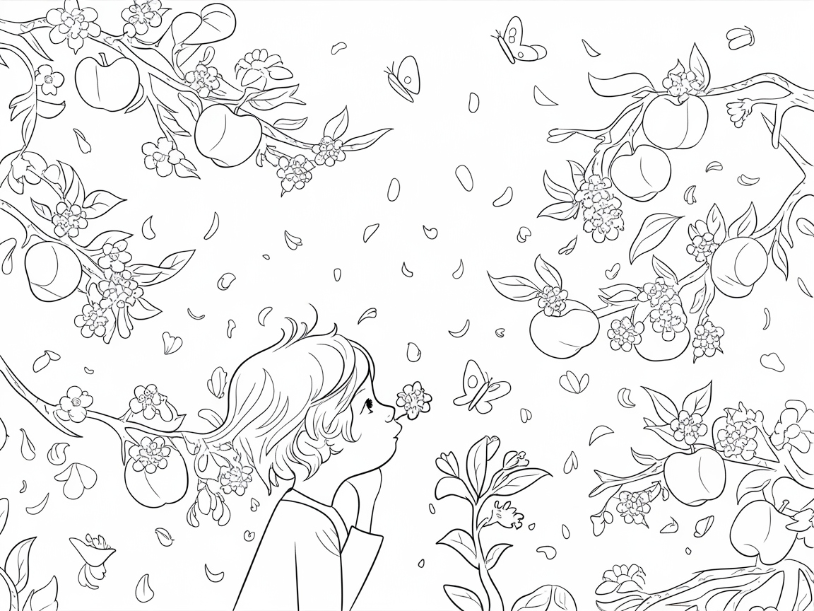 Embrace Springtime Blossoms With This Whimsical Coloring Page