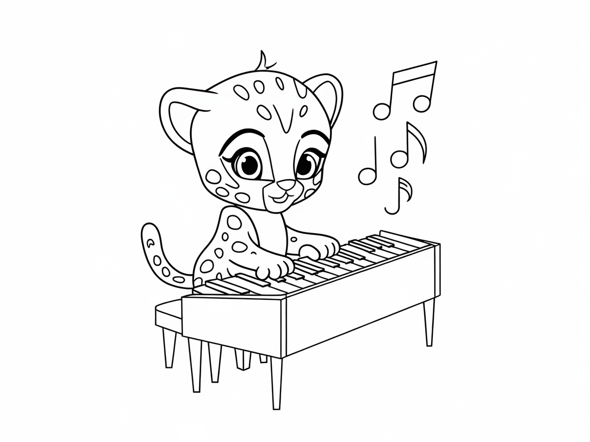 Musical Cheetah Cub at the Piano