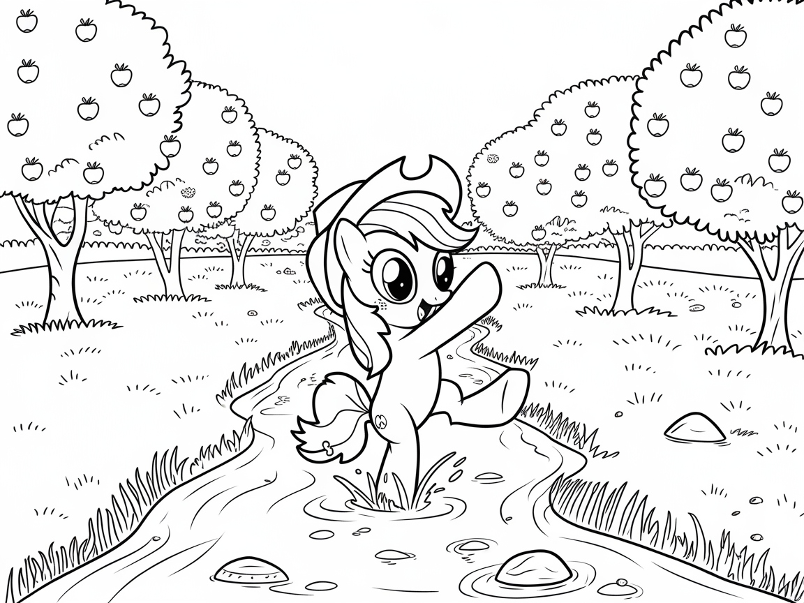 Splashy Adventure with a Playful Pony
