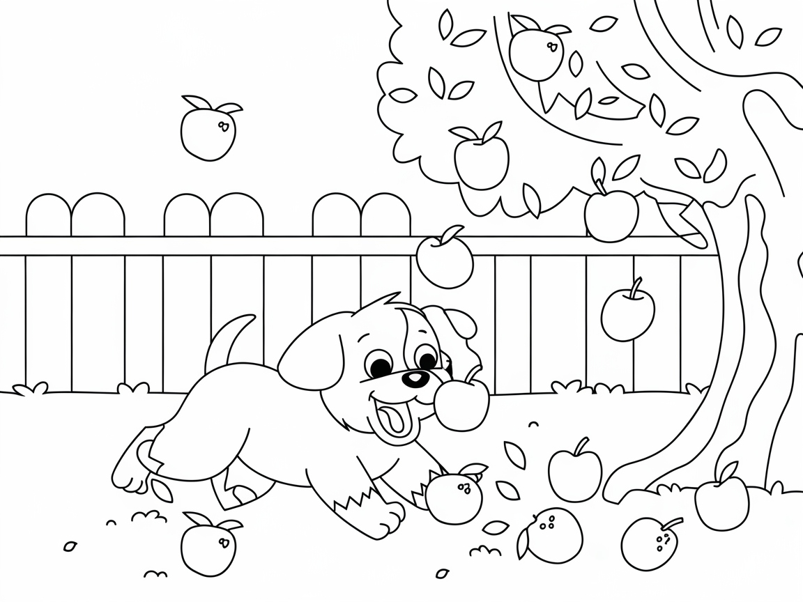 Puppy Playtime Under the Apple Tree